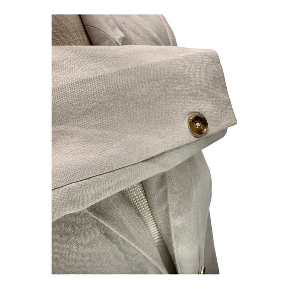 Calvin Klein Blazer 4  Jacket Open Front Linen  Rayon Light Pocket Front Gray - Picture 6 of 9